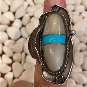 Turquoise/moonstone sterling ring size 7 3/4”